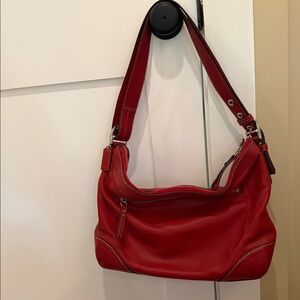 Coach Red Leather Shoulder Bag